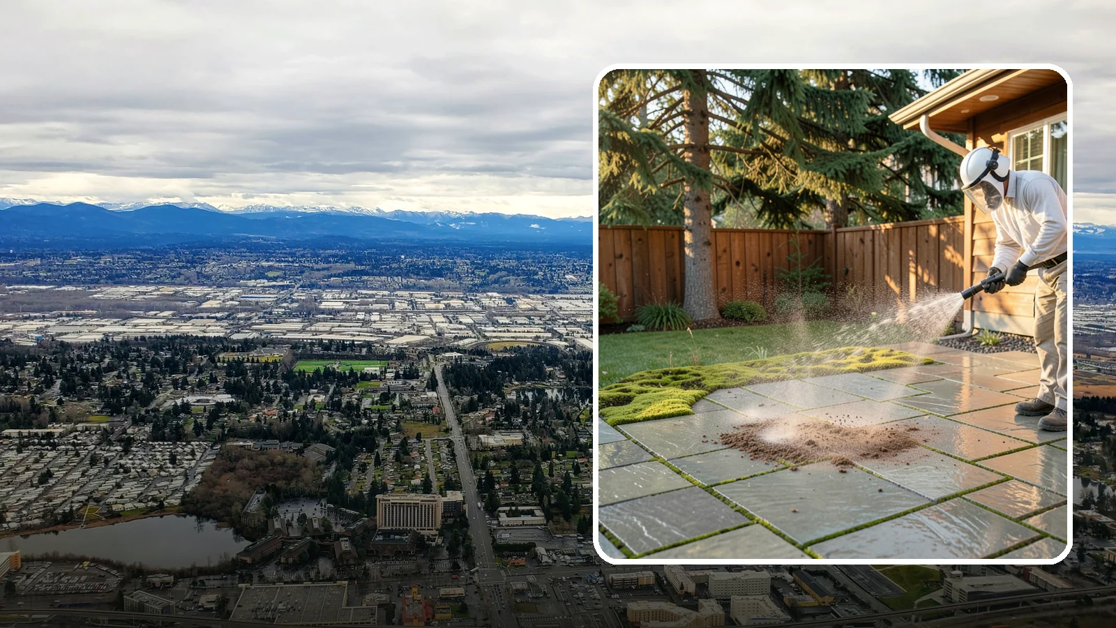 Patio Moss Removal in SeaTac, King County, WA - Kill and clear the thick moss mats that Washington's damp shade builds across patios.