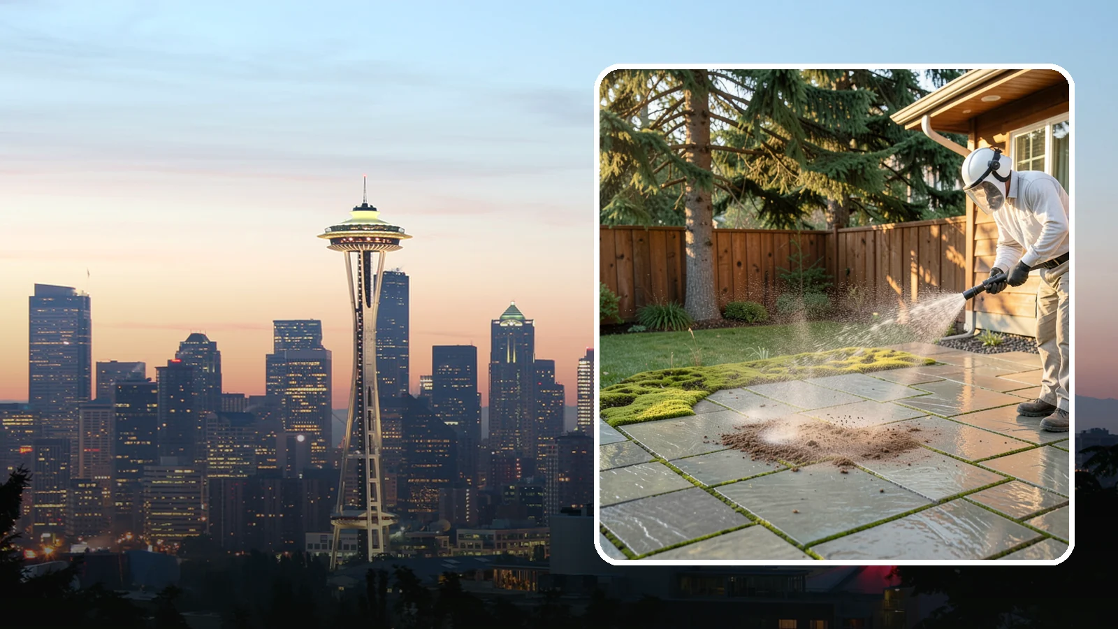 Patio Moss Removal in Seattle, King County, WA - Kill and clear the thick moss mats that Washington's damp shade builds across patios.