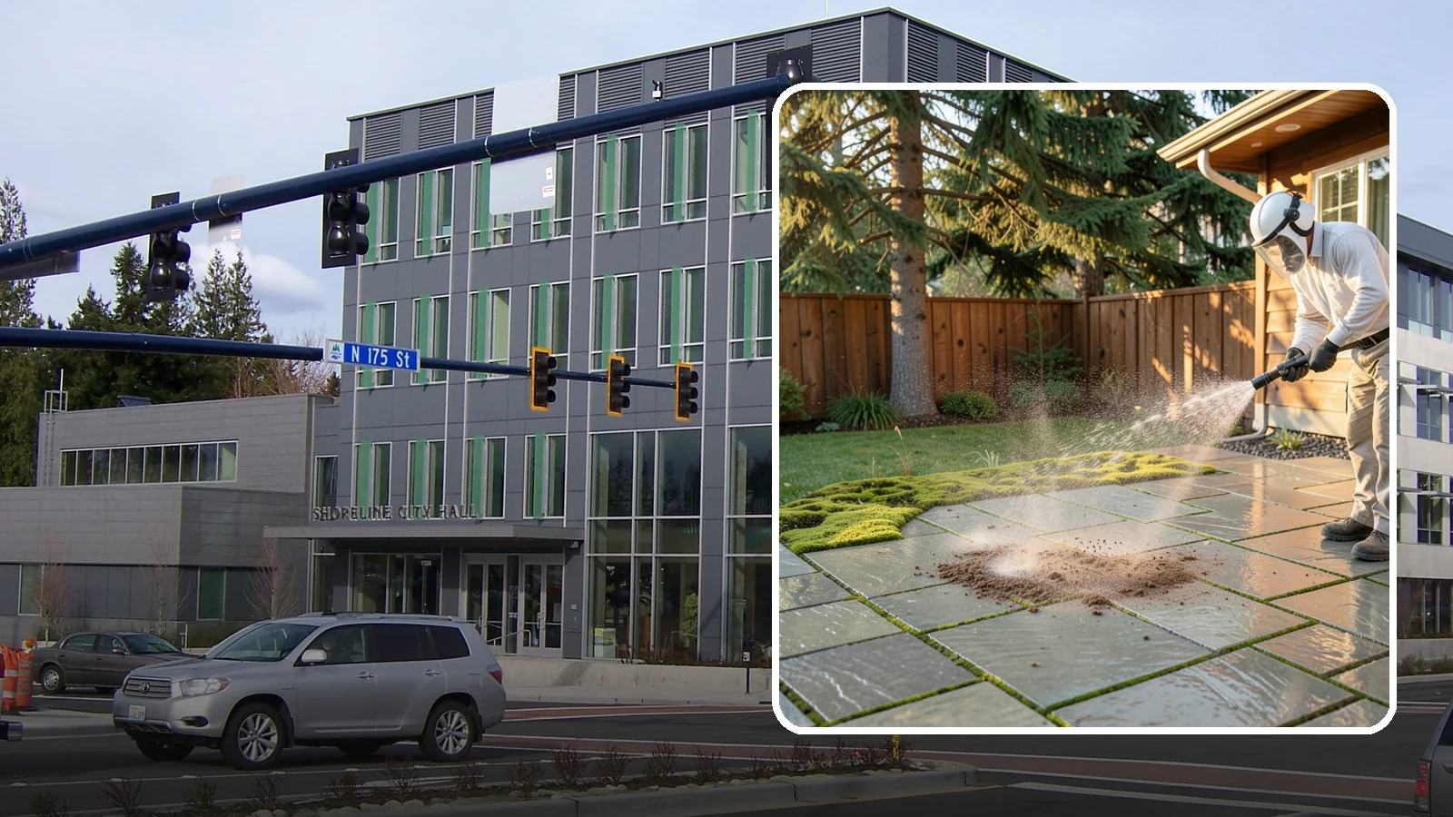 Patio Moss Removal in Shoreline, King County, WA - Kill and clear the thick moss mats that Washington's damp shade builds across patios.