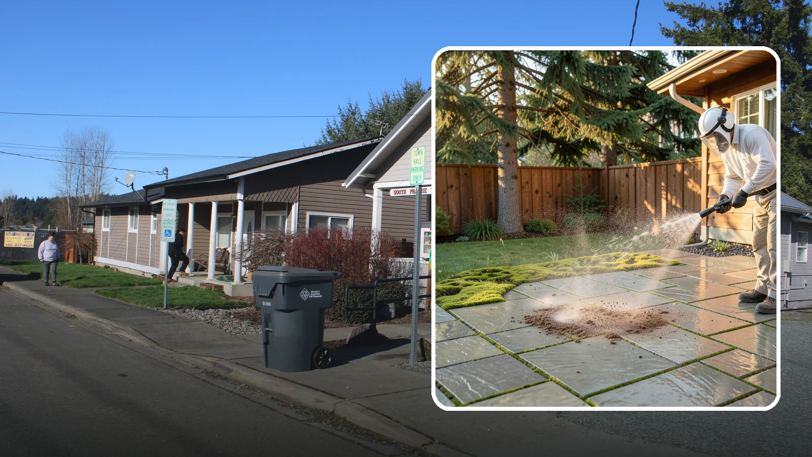Patio Moss Removal in South Prairie, Pierce County, WA - Kill and clear the thick moss mats that Washington's damp shade builds across patios.