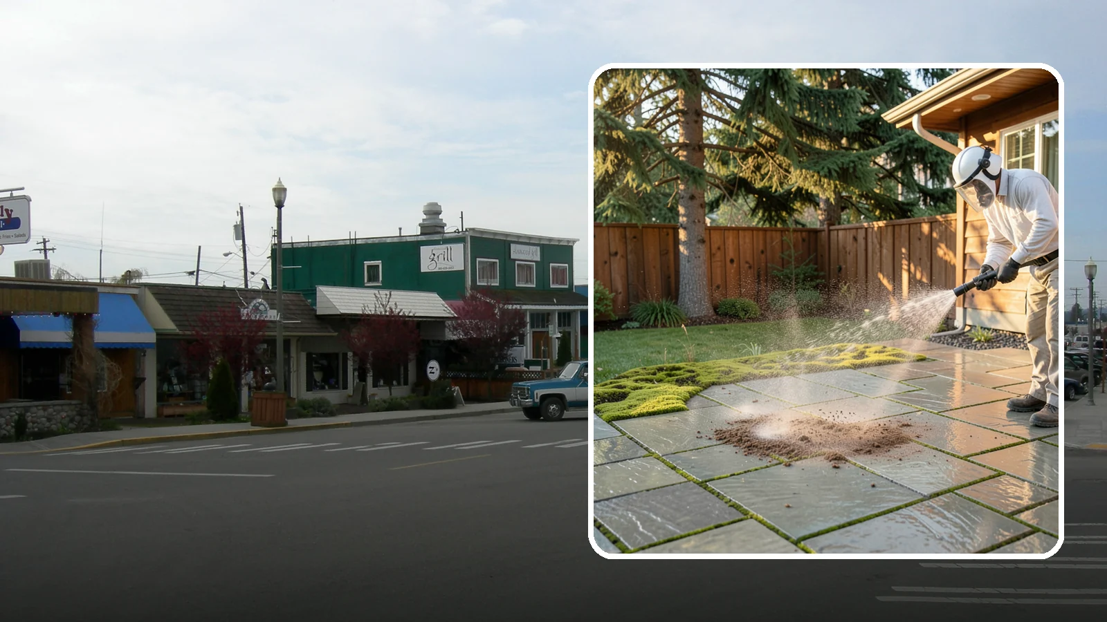 Patio Moss Removal in Stanwood, Snohomish County, WA - Kill and clear the thick moss mats that Washington's damp shade builds across patios.
