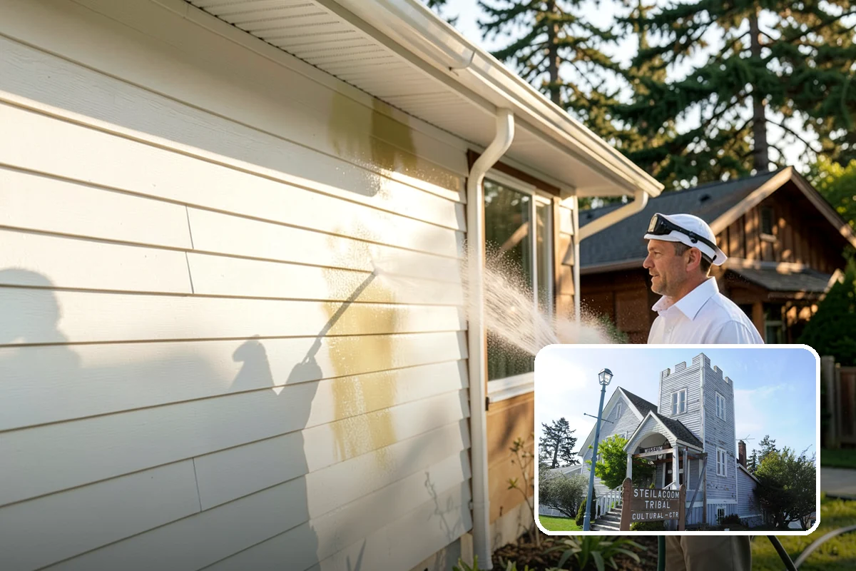 Patio Moss Removal in Steilacoom, Pierce County, WA - Kills moss at the root to slow regrowth