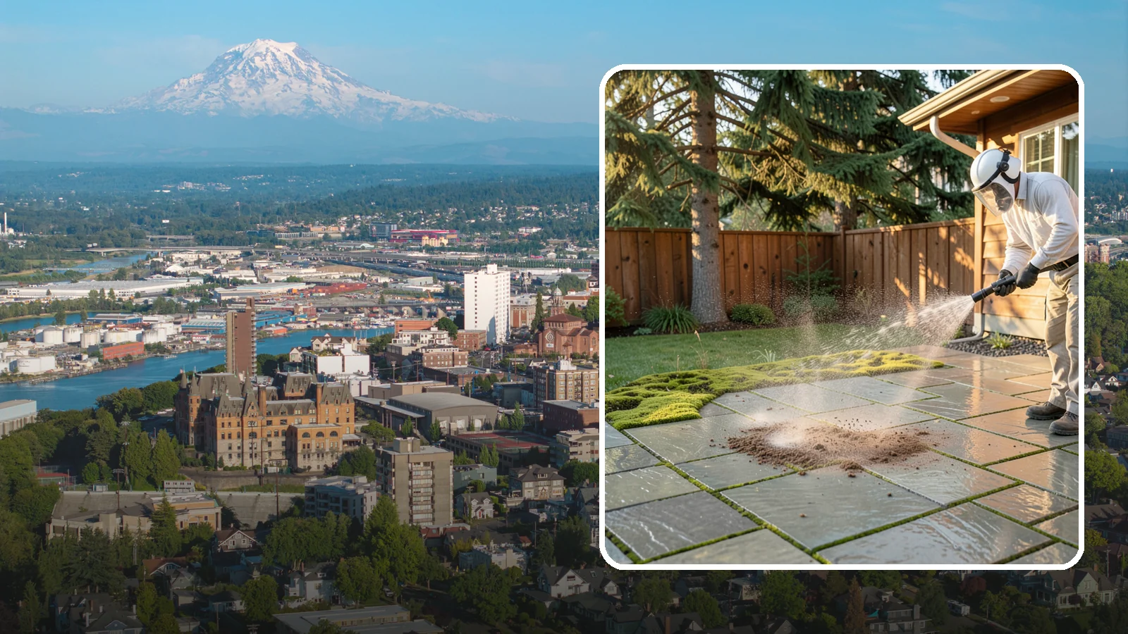 Patio Moss Removal in Tacoma, Pierce County, WA - Kill and clear the thick moss mats that Washington's damp shade builds across patios.
