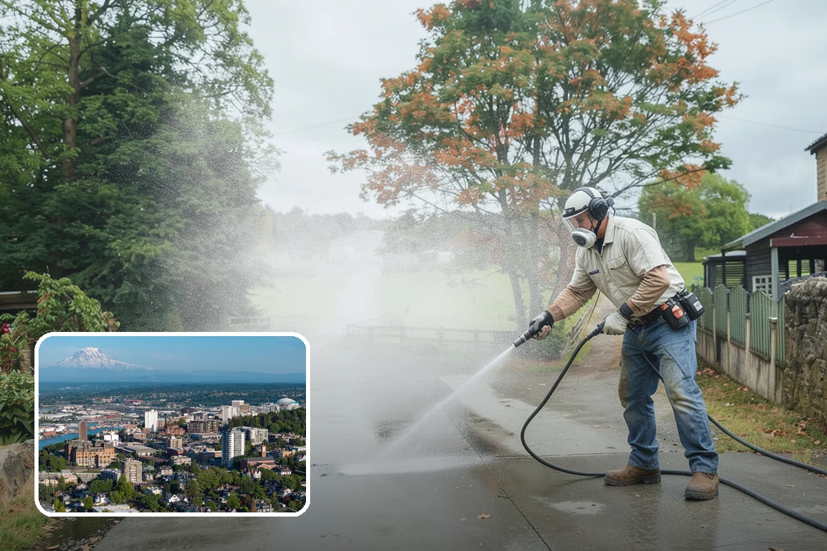 Patio Moss Removal in Tacoma, Pierce County, WA - Kills moss at the root to slow regrowth