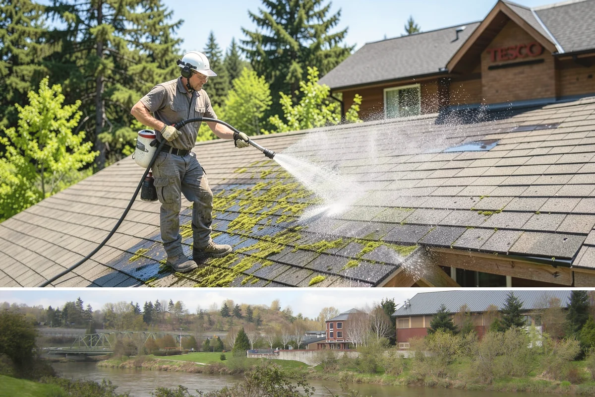 Patio Moss Removal in Tukwila, King County, WA - Treat patio moss in late spring, then again in fall to stay ahead of the wet season.