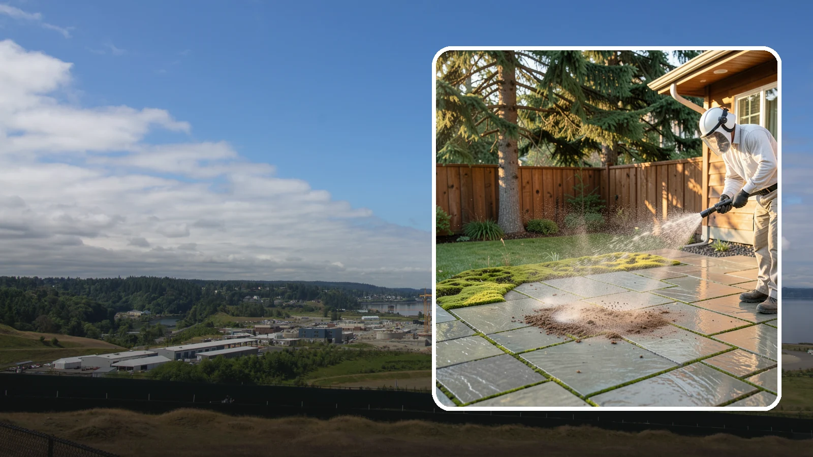 Patio Moss Removal in University Place, Pierce County, WA - Kill and clear the thick moss mats that Washington's damp shade builds across patios.