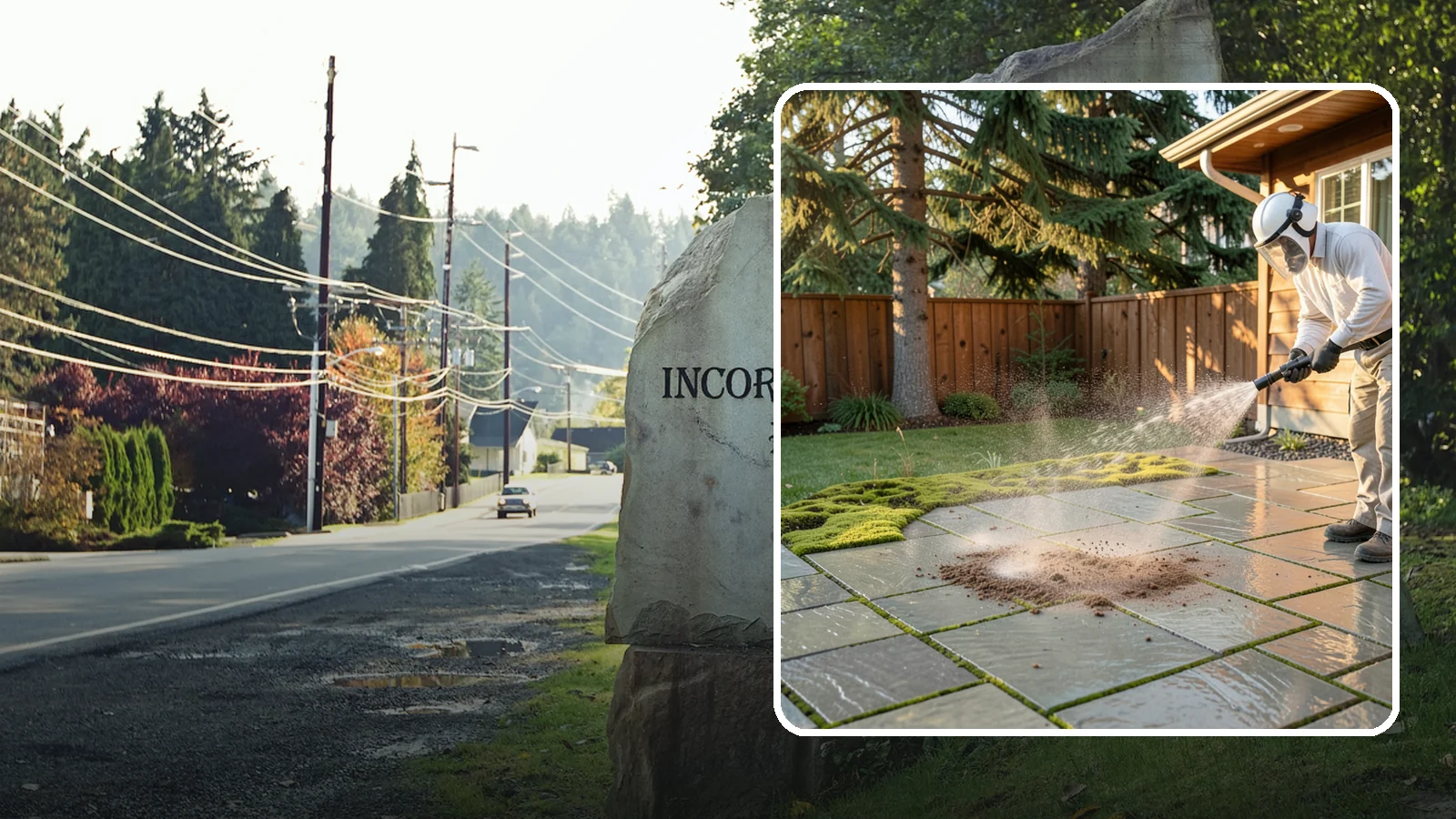 Patio Moss Removal in Wilkeson, Pierce County, WA - Kill and clear the thick moss mats that Washington's damp shade builds across patios.