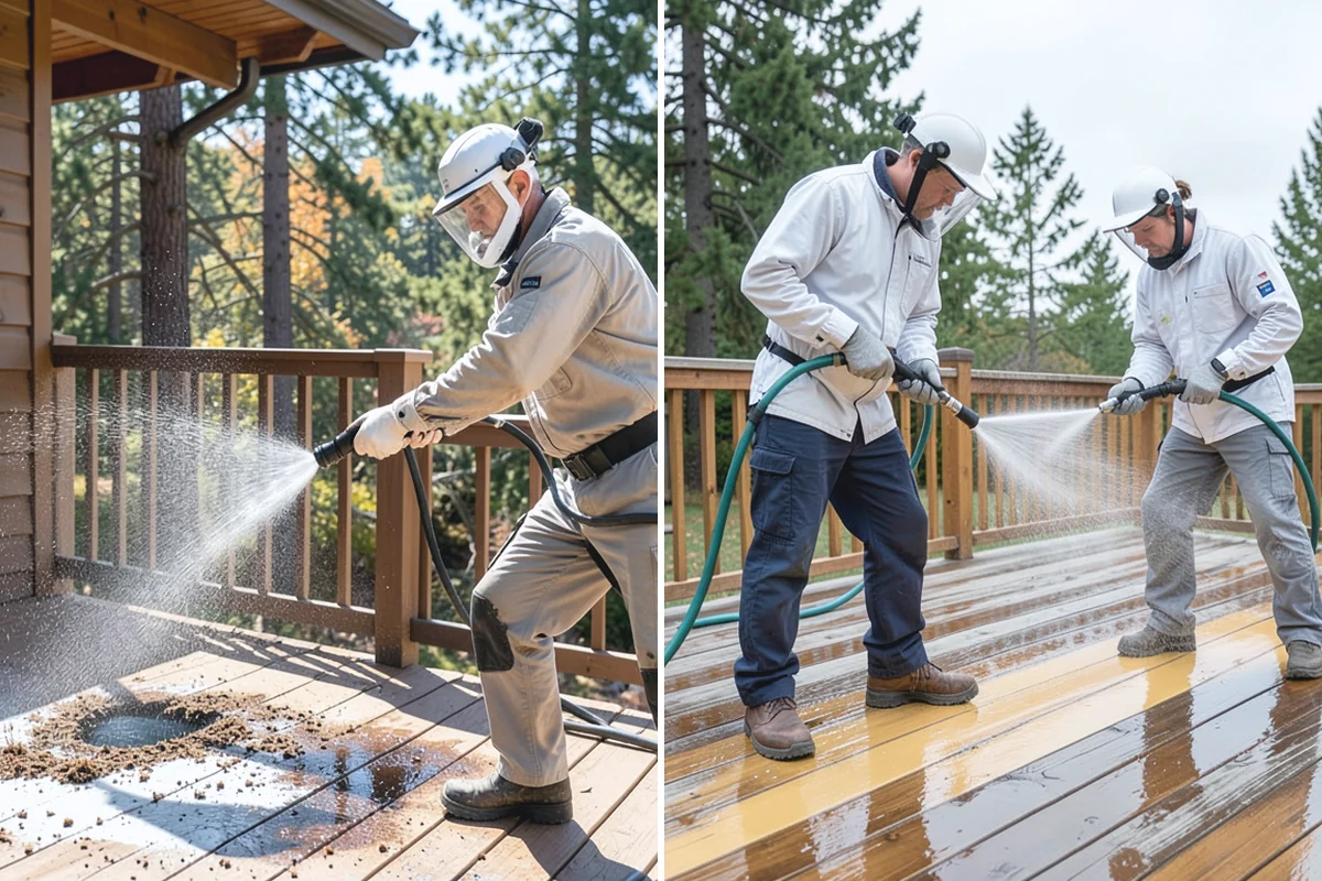 Patio Sealing Preparation in Beaux Arts Village, King County, WA - Deep-clean the patio and remove all biological growth