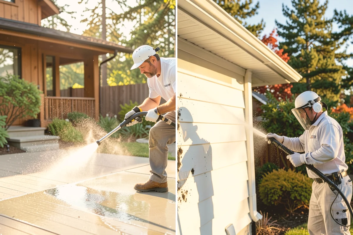 Patio Sealing Preparation in Bellevue, King County, WA - Deep-clean the patio and remove all biological growth
