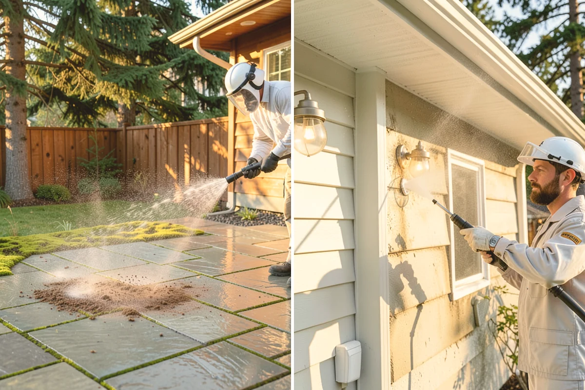 Patio Sealing Preparation in Bothell, King County, WA - Deep-clean the patio and remove all biological growth