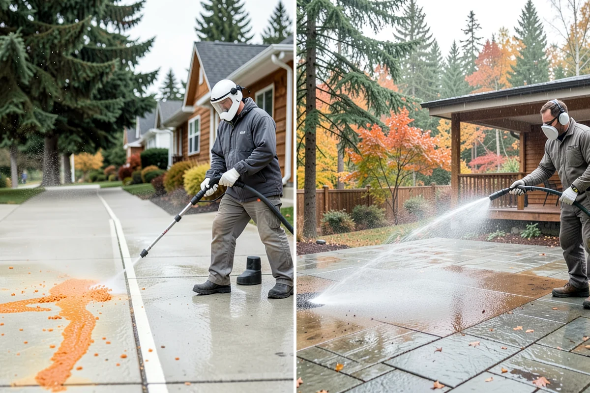 Patio Sealing Preparation in Gig Harbor, Pierce County, WA - Deep-clean the patio and remove all biological growth