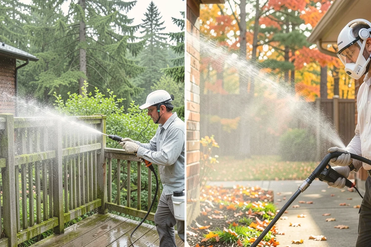 Patio Sealing Preparation in Langley, Island County, WA - Deep-clean the patio and remove all biological growth