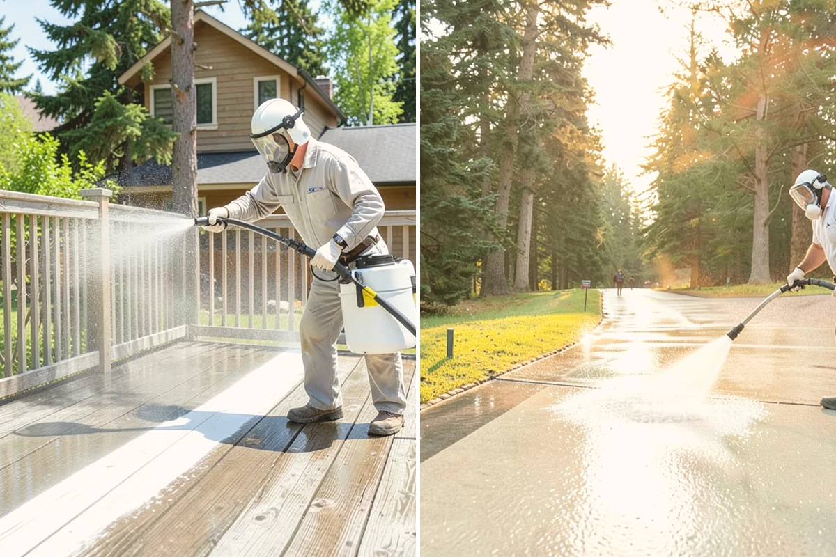 Patio Sealing Preparation in Sammamish, King County, WA - Deep-clean the patio and remove all biological growth