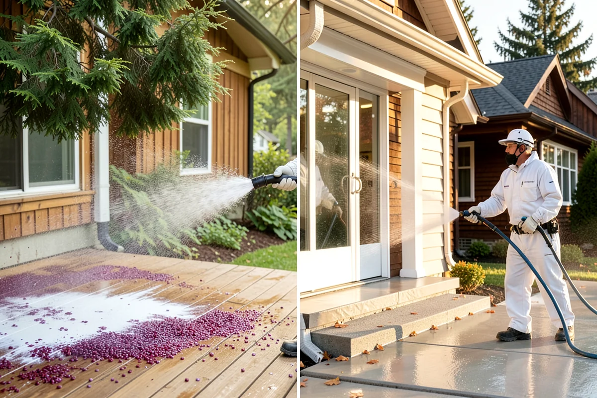 Patio Sealing Preparation in Sedro-Woolley, Skagit County, WA - Deep-clean the patio and remove all biological growth