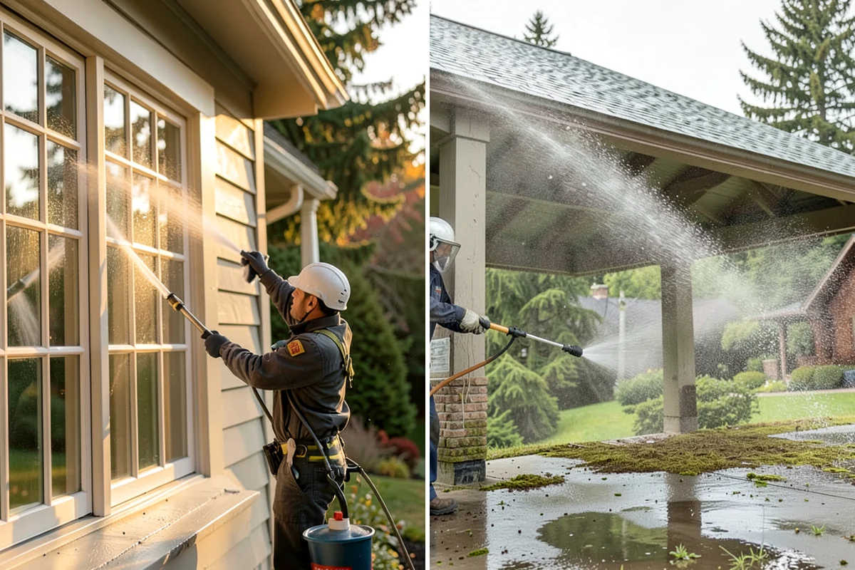 Patio Sealing in Arlington, Snohomish County, WA - Clean the patio and clear organic growth and stains