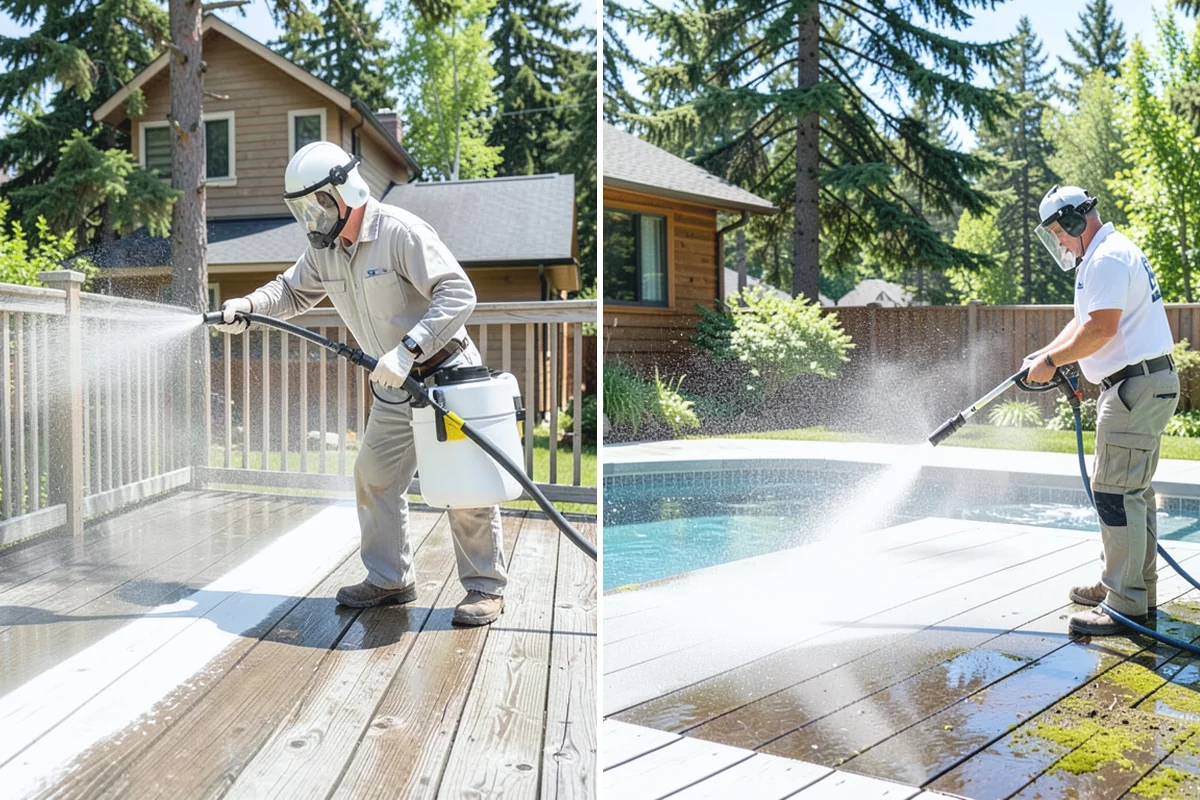 Patio Sealing in Beaux Arts Village, King County, WA - Clean the patio and clear organic growth and stains