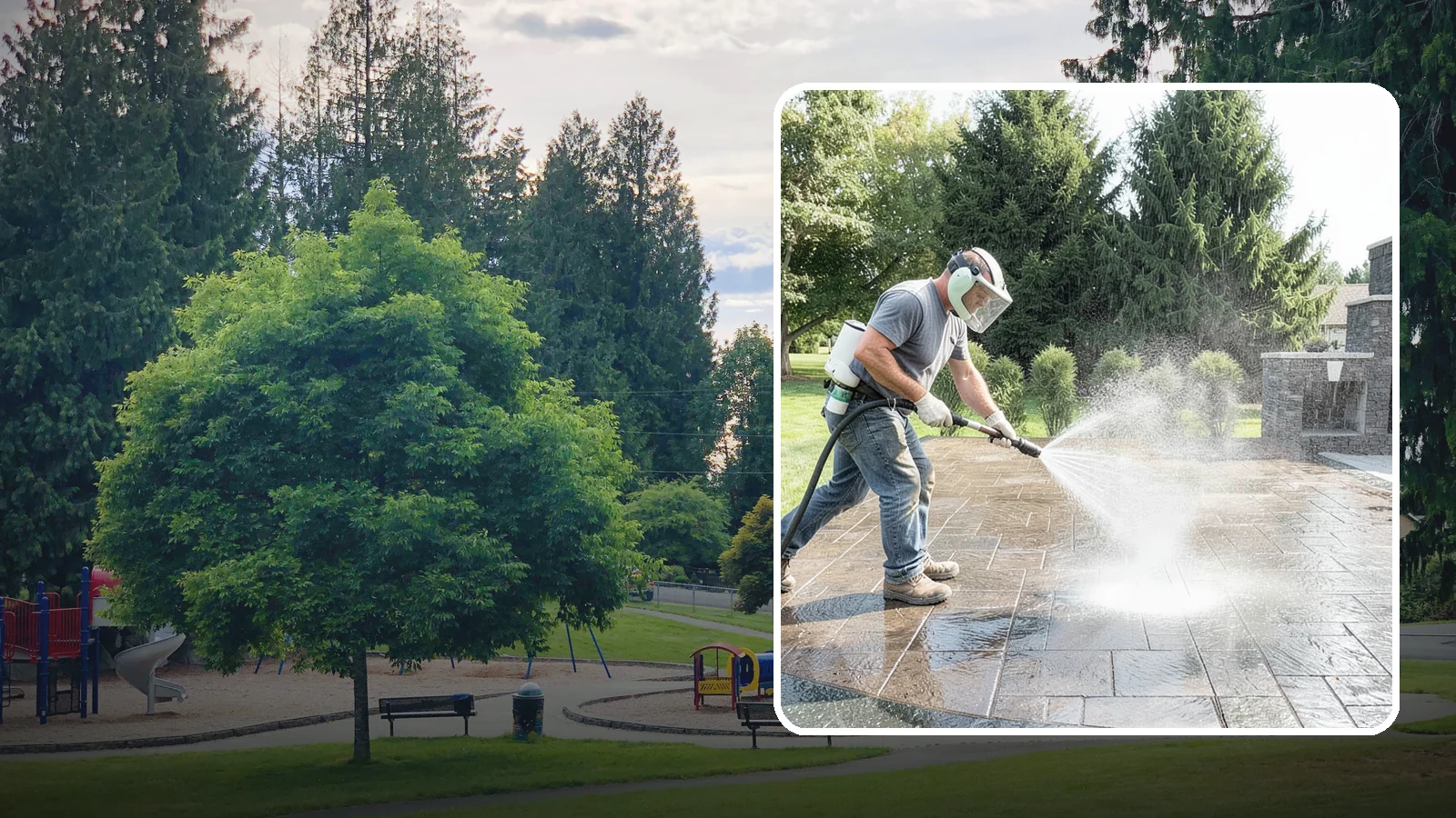 Patio Sealing in Bonney Lake, Pierce County, WA - Surface sealing for concrete, stone, and paver patios that protects the entertaining area from stains, moss, and Northwest...