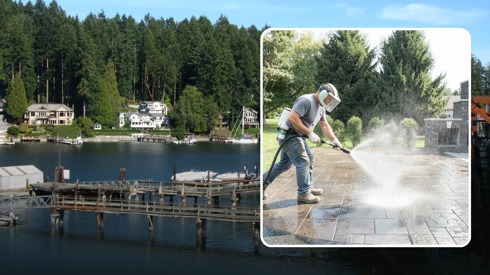 Patio Sealing in Gig Harbor, Pierce County, WA - Surface sealing for concrete, stone, and paver patios that protects the entertaining area from stains, moss, and Northwest...