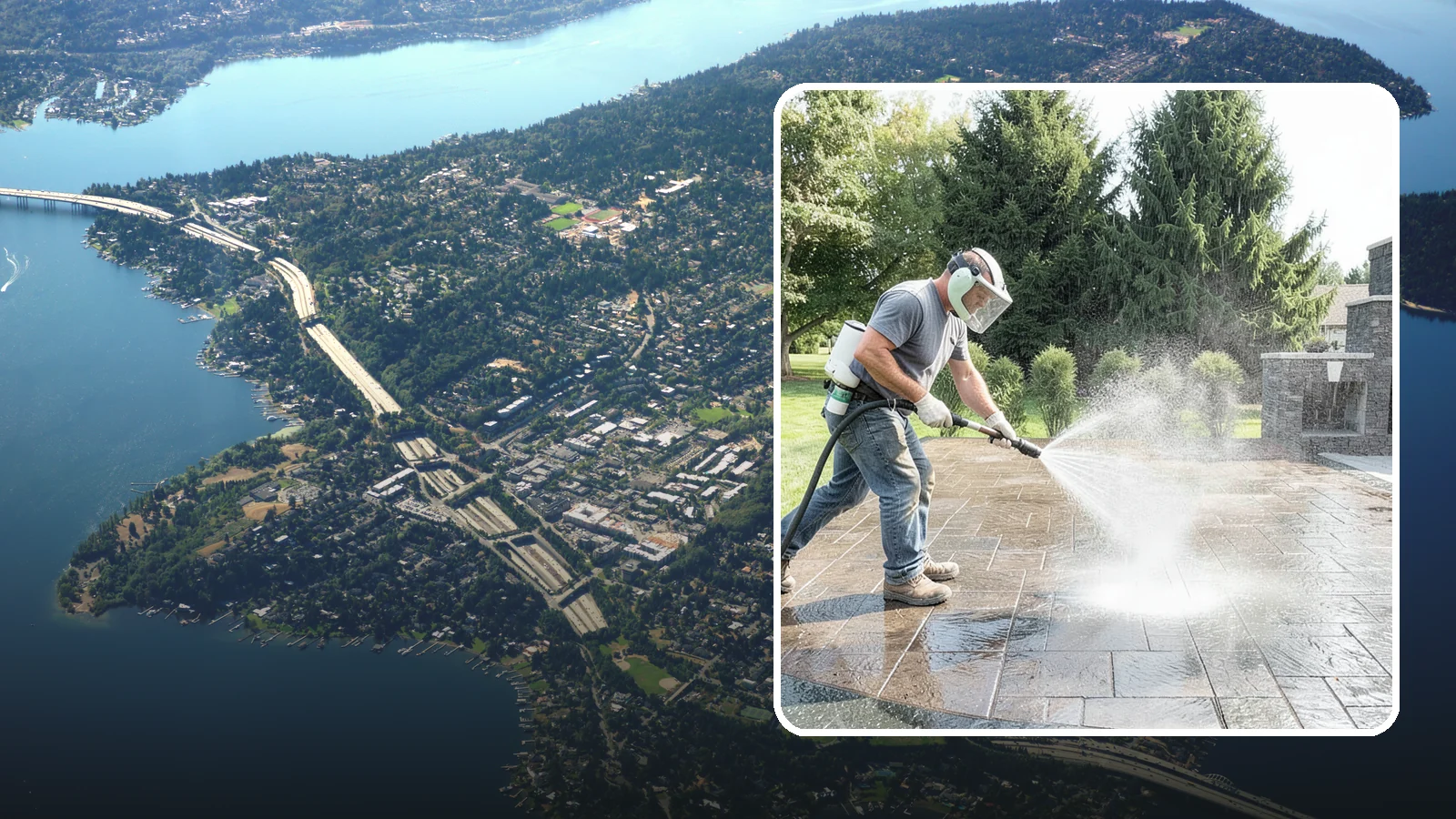 Patio Sealing in Mercer Island, King County, WA - Surface sealing for concrete, stone, and paver patios that protects the entertaining area from stains, moss, and Northwest...