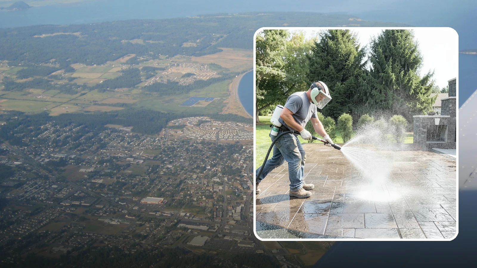 Patio Sealing in Oak Harbor, Island County, WA - Surface sealing for concrete, stone, and paver patios that protects the entertaining area from stains, moss, and Northwest...