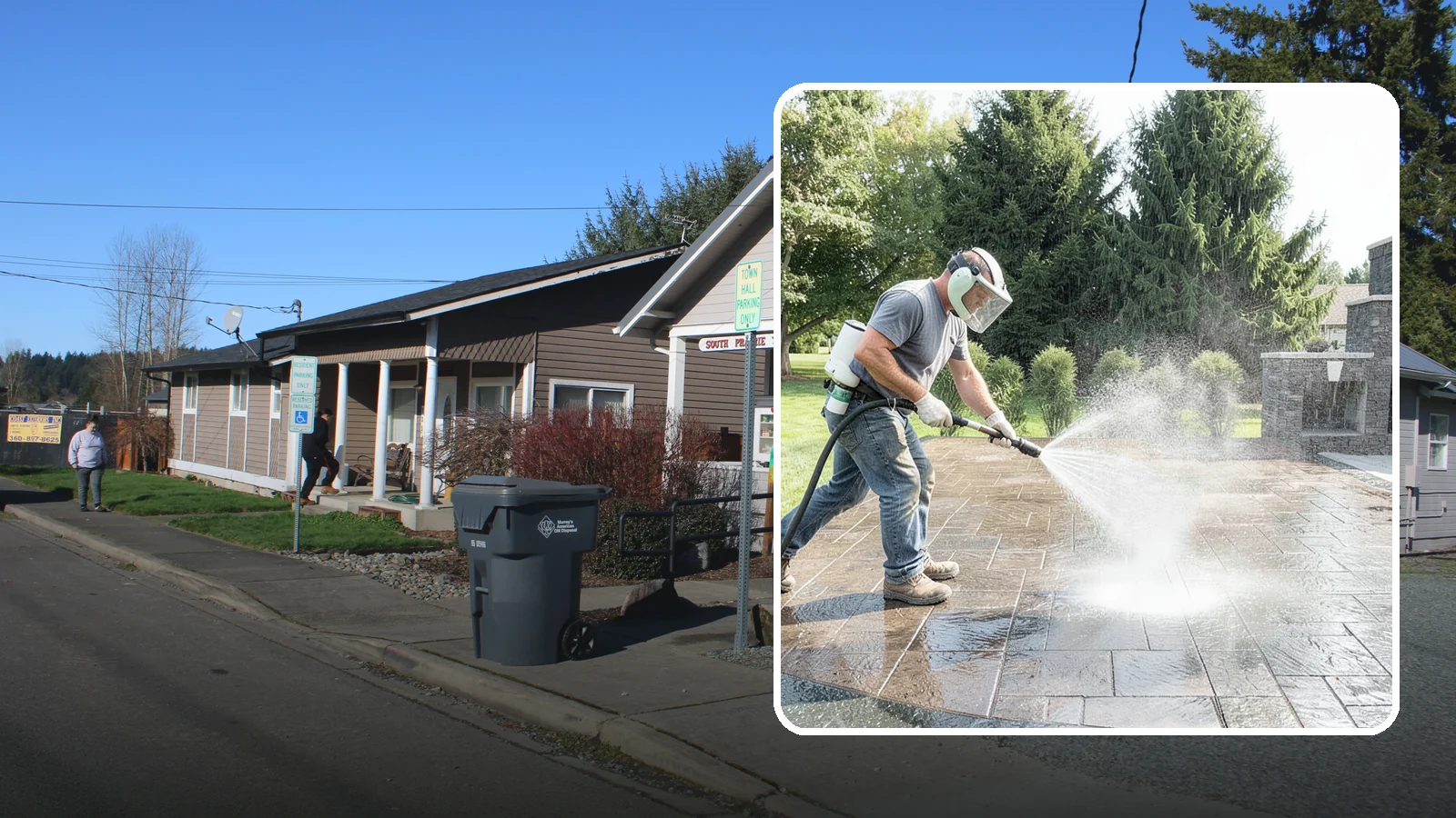 Patio Sealing in South Prairie, Pierce County, WA - Surface sealing for concrete, stone, and paver patios that protects the entertaining area from stains, moss, and Northwest...