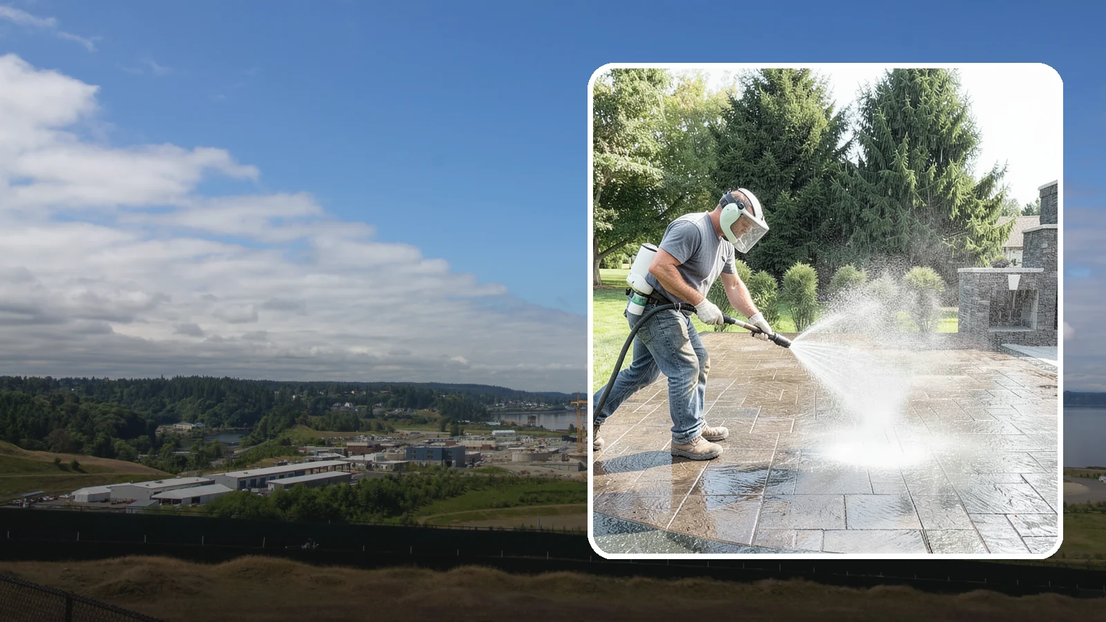 Patio Sealing in University Place, Pierce County, WA - Surface sealing for concrete, stone, and paver patios that protects the entertaining area from stains, moss, and Northwest...