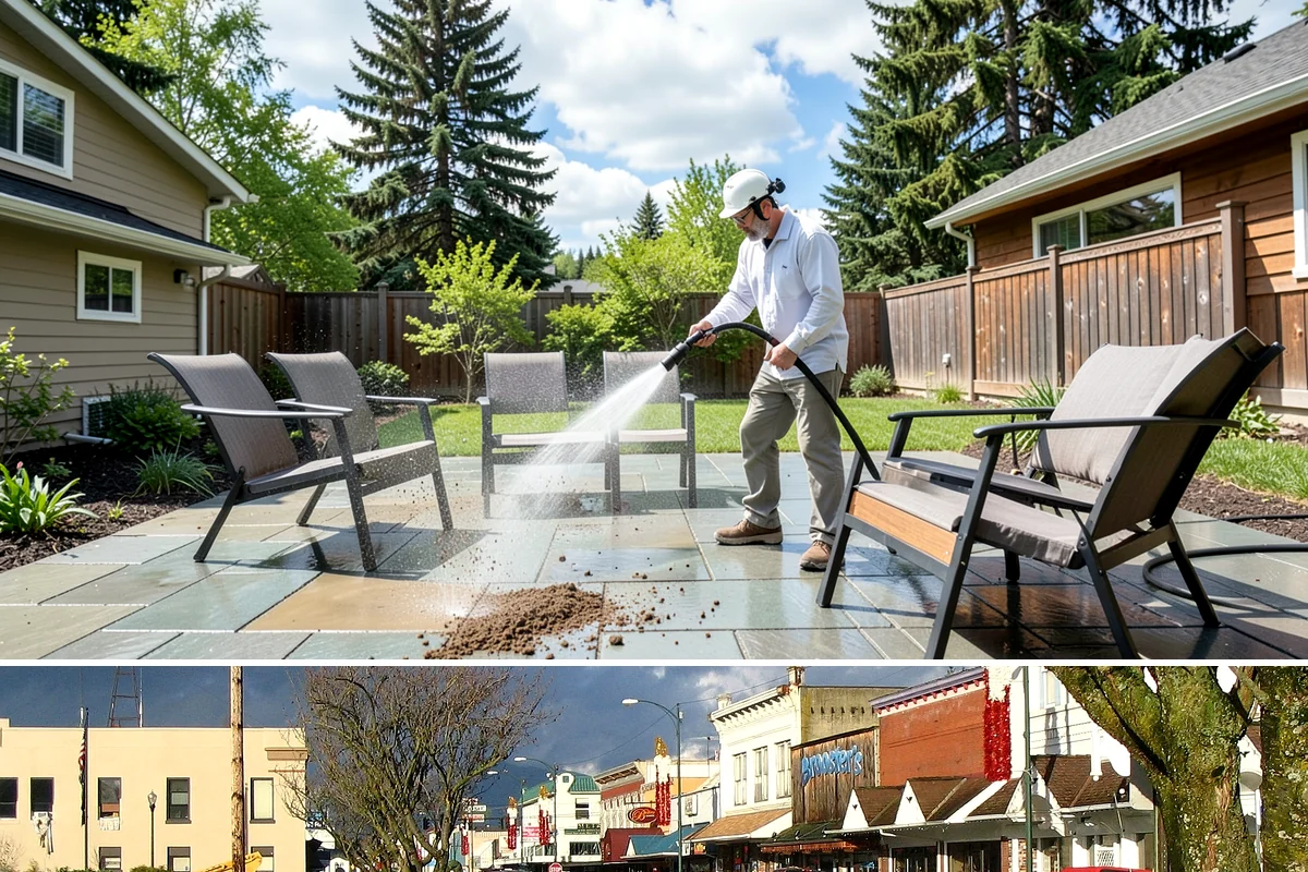 Patio Stain Removal in Arlington, Snohomish County, WA - Patio stain removal works best in dry weather so treatments dwell without rain dilution.
