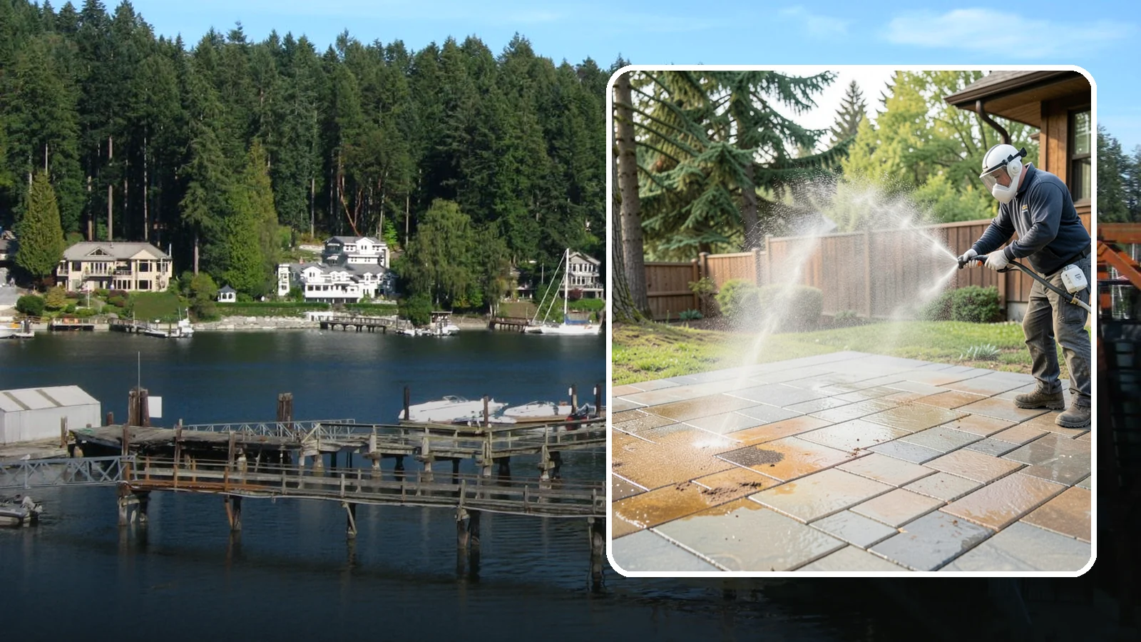 Patio Stain Removal in Gig Harbor, Pierce County, WA - Target and lift stubborn patio stains from grease, rust, tannin, and organic buildup.