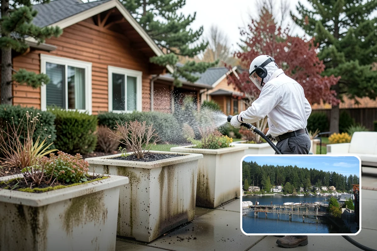 Patio Stain Removal in Gig Harbor, Pierce County, WA - Removes grease, rust, tannin, and organic stains