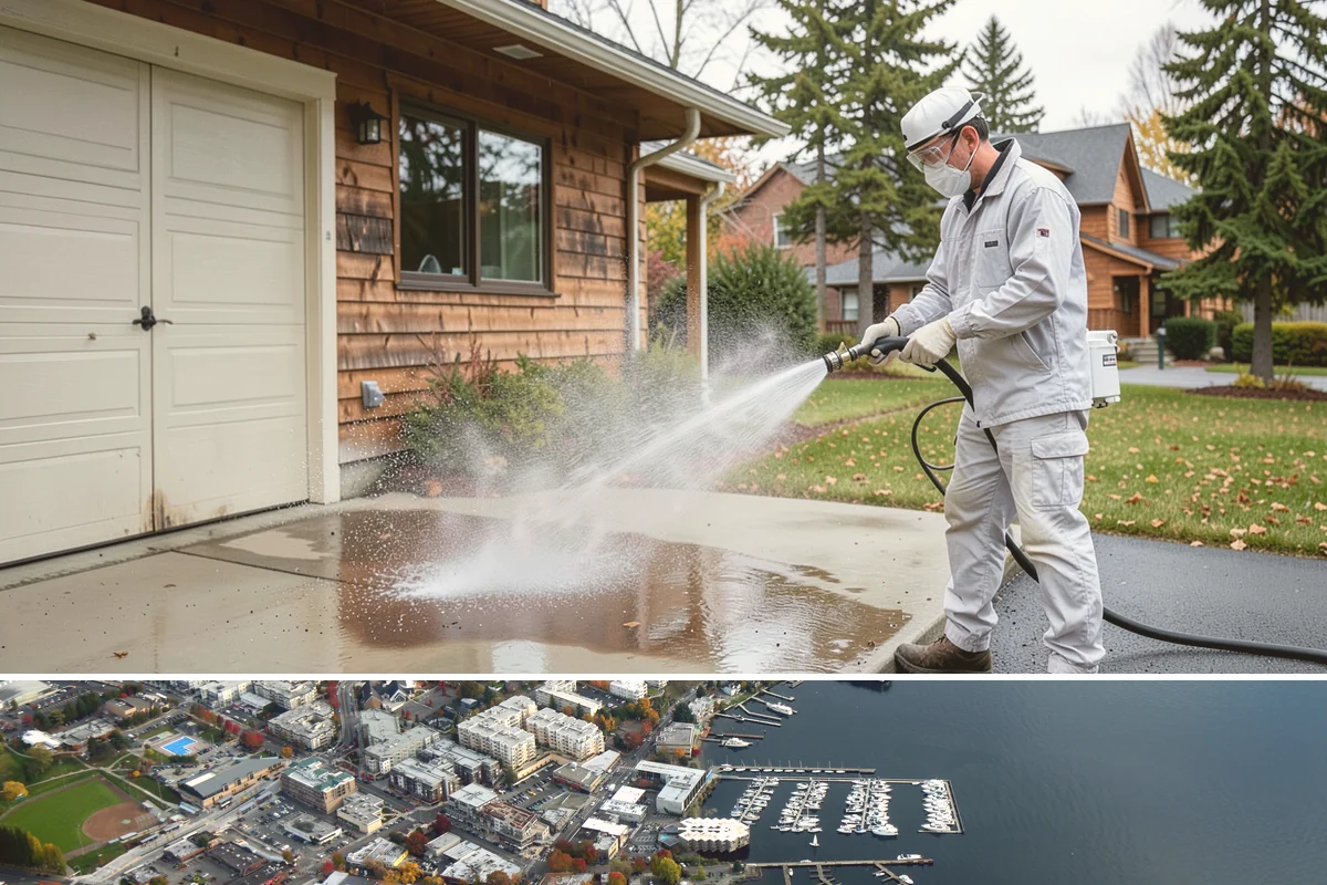 Patio Stain Removal in Kirkland, King County, WA - Patio stain removal works best in dry weather so treatments dwell without rain dilution.