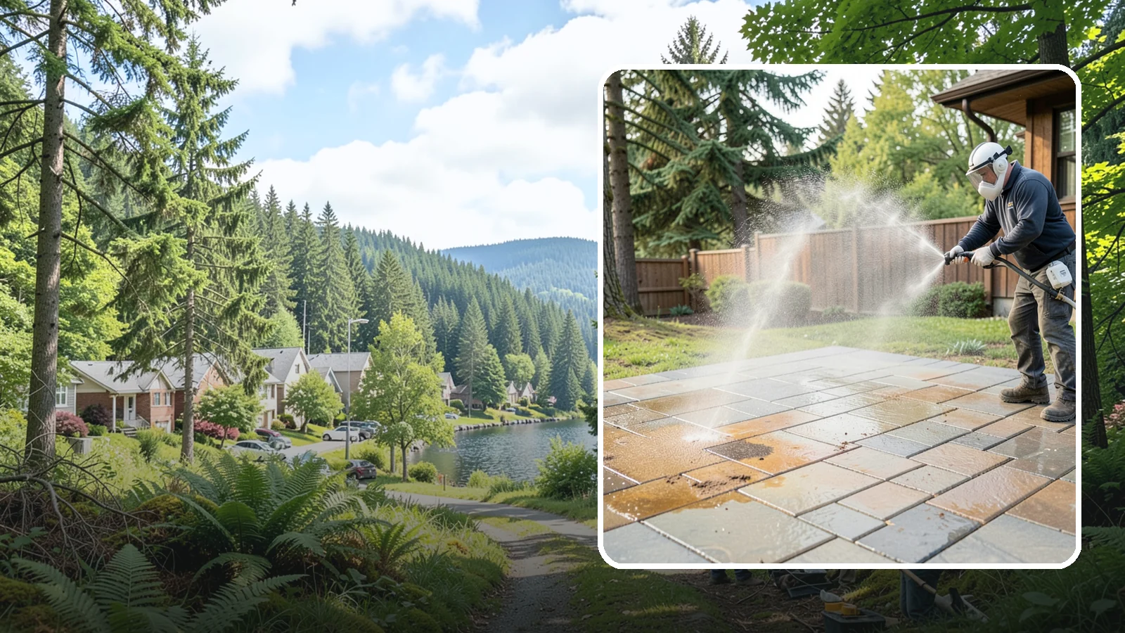 Patio Stain Removal in Lake Forest Park, King County, WA - Target and lift stubborn patio stains from grease, rust, tannin, and organic buildup.