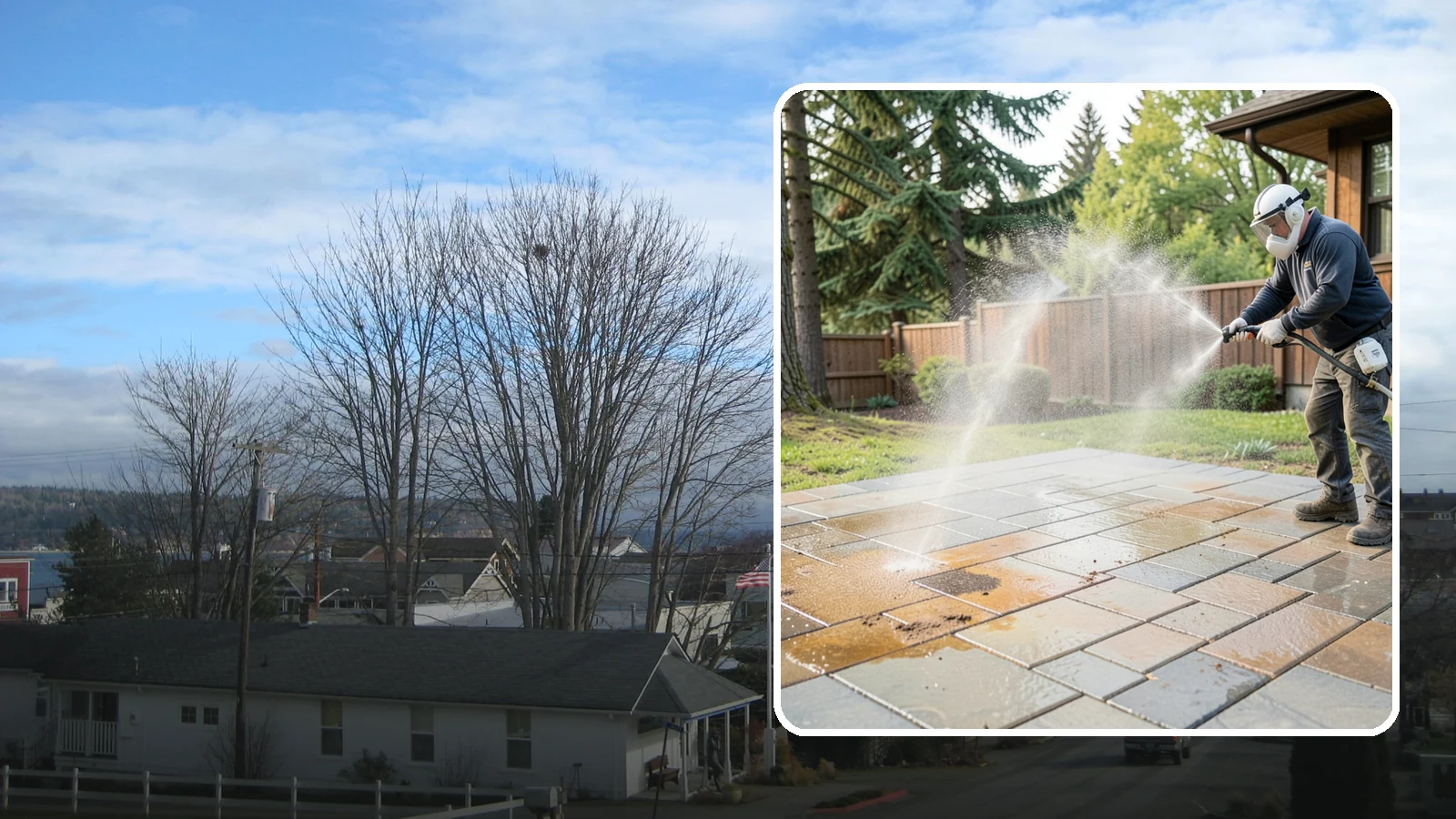 Patio Stain Removal in Langley, Island County, WA - Target and lift stubborn patio stains from grease, rust, tannin, and organic buildup.