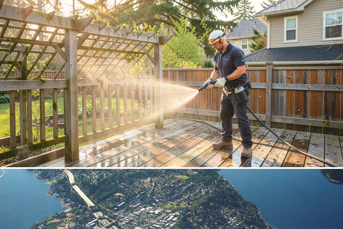 Patio Stain Removal in Mercer Island, King County, WA - Patio stain removal works best in dry weather so treatments dwell without rain dilution.