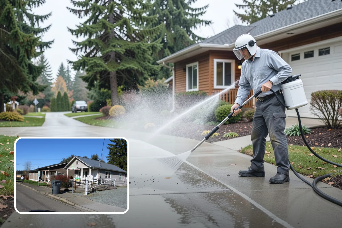 Patio Stain Removal in South Prairie, Pierce County, WA - Removes grease, rust, tannin, and organic stains