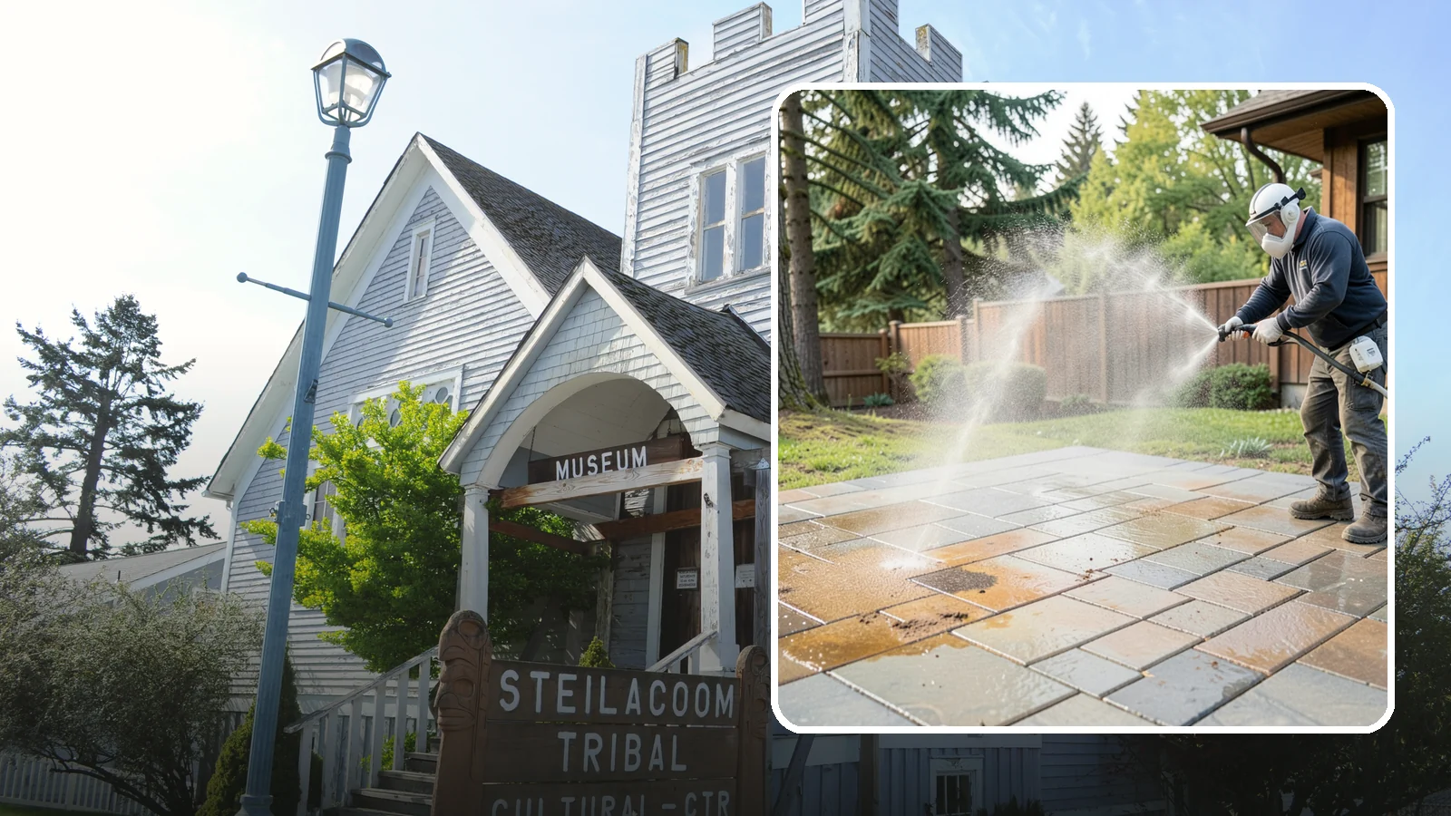 Patio Stain Removal in Steilacoom, Pierce County, WA - Target and lift stubborn patio stains from grease, rust, tannin, and organic buildup.