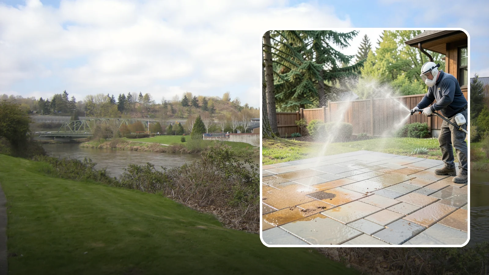 Patio Stain Removal in Tukwila, King County, WA - Target and lift stubborn patio stains from grease, rust, tannin, and organic buildup.