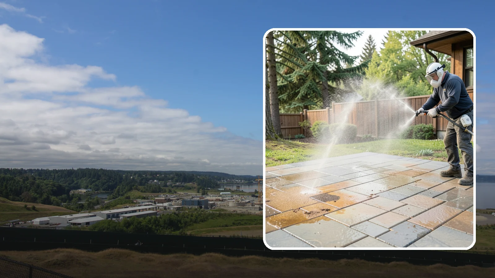 Patio Stain Removal in University Place, Pierce County, WA - Target and lift stubborn patio stains from grease, rust, tannin, and organic buildup.