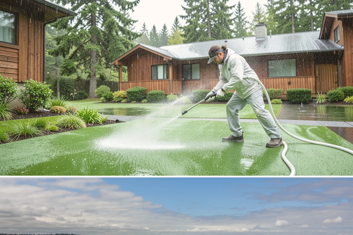 Patio Stain Removal in University Place, Pierce County, WA - Patio stain removal works best in dry weather so treatments dwell without rain dilution.