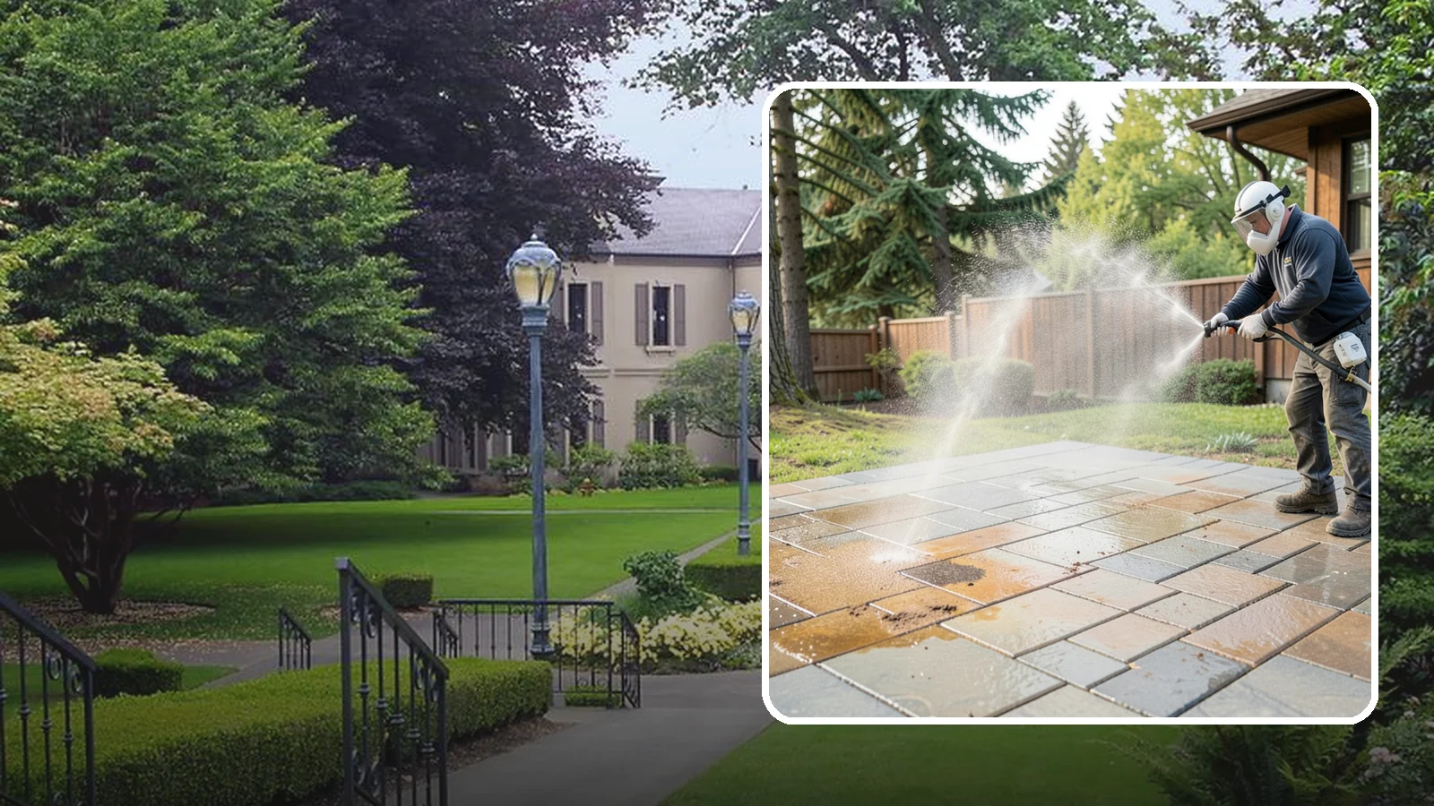 Patio Stain Removal in Woodinville, King County, WA - Target and lift stubborn patio stains from grease, rust, tannin, and organic buildup.