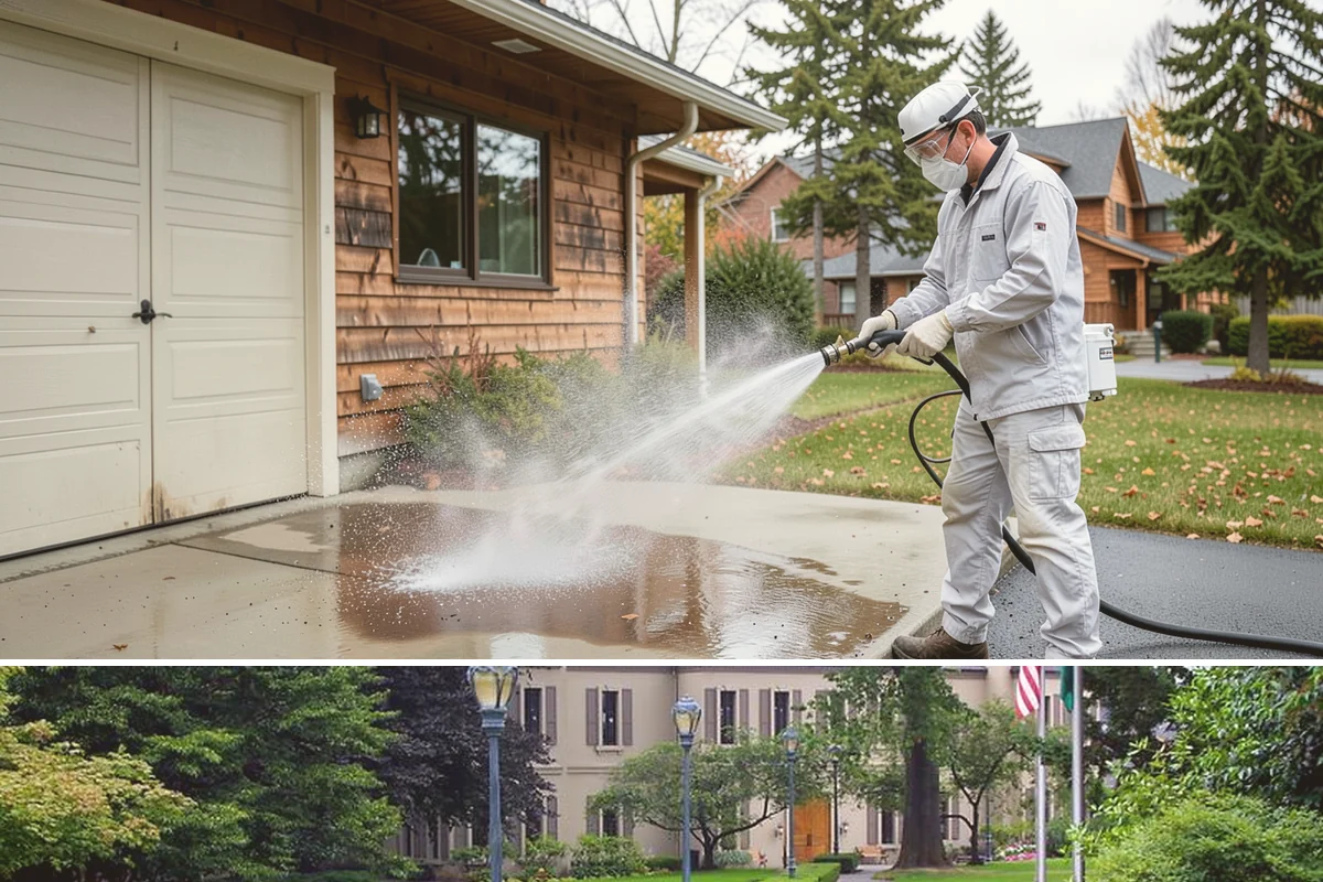 Patio Stain Removal in Woodinville, King County, WA - Patio stain removal works best in dry weather so treatments dwell without rain dilution.