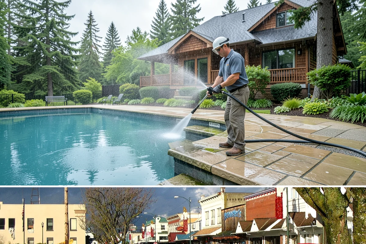 Paver Driveway Cleaning in Arlington, Snohomish County, WA - Dry summer weather is ideal so fresh joint sand can set without being washed out by rain.