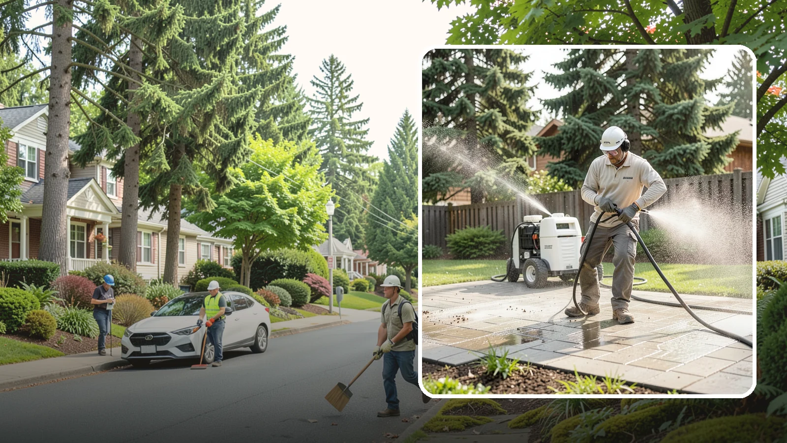 Paver Driveway Cleaning in Beaux Arts Village, King County, WA - Detailed paver driveway cleaning that clears weeds, moss, and grime from between and across every unit.