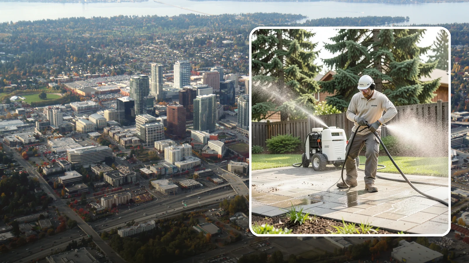 Paver Driveway Cleaning in Bellevue, King County, WA - Detailed paver driveway cleaning that clears weeds, moss, and grime from between and across every unit.