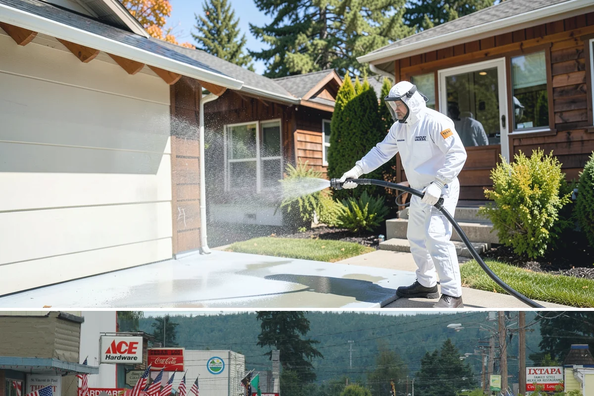 Paver Driveway Cleaning in Carnation, King County, WA - Dry summer weather is ideal so fresh joint sand can set without being washed out by rain.