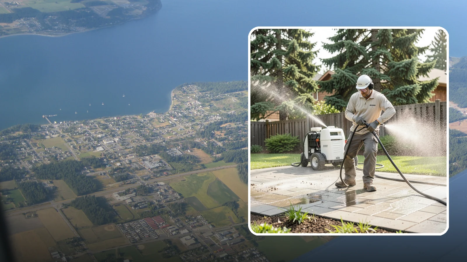 Paver Driveway Cleaning in Coupeville, Island County, WA - Detailed paver driveway cleaning that clears weeds, moss, and grime from between and across every unit.