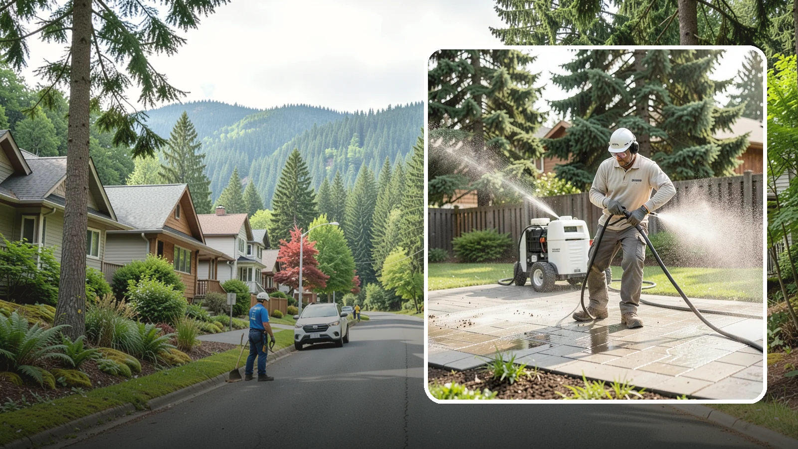 Paver Driveway Cleaning in Darrington, Snohomish County, WA - Detailed paver driveway cleaning that clears weeds, moss, and grime from between and across every unit.