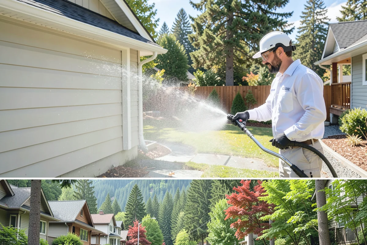 Paver Driveway Cleaning in Darrington, Snohomish County, WA - Dry summer weather is ideal so fresh joint sand can set without being washed out by rain.