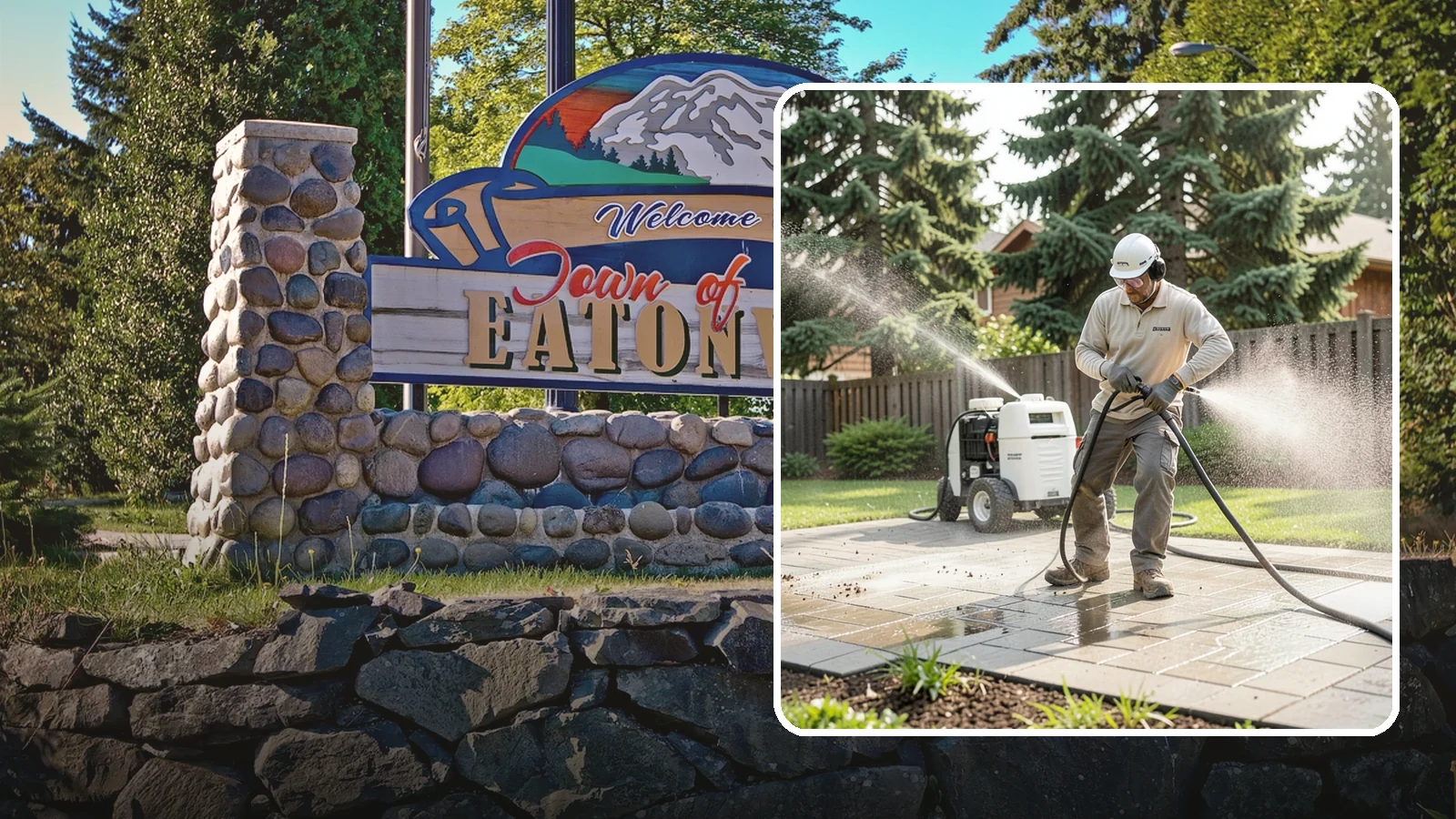 Paver Driveway Cleaning in Eatonville, Pierce County, WA - Detailed paver driveway cleaning that clears weeds, moss, and grime from between and across every unit.