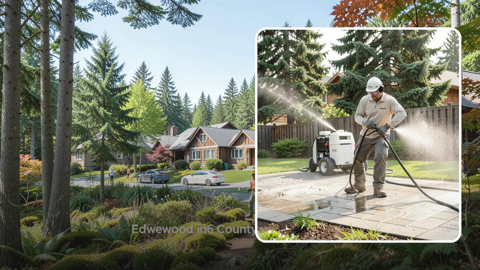 Paver Driveway Cleaning in Edgewood, Pierce County, WA - Detailed paver driveway cleaning that clears weeds, moss, and grime from between and across every unit.
