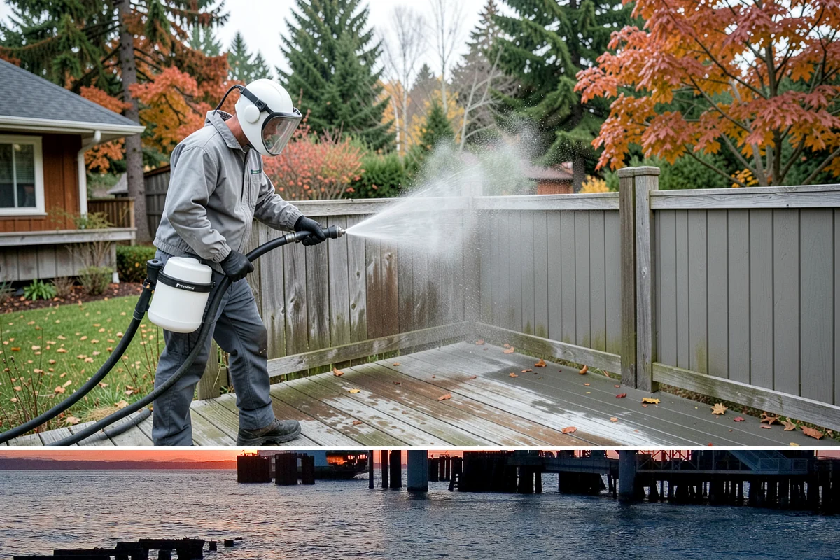 Paver Driveway Cleaning in Edmonds, Snohomish County, WA - Dry summer weather is ideal so fresh joint sand can set without being washed out by rain.
